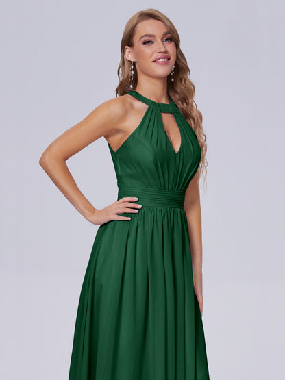 Nicole Vintage Halter Chiffon Long Bridesmaid Dresses