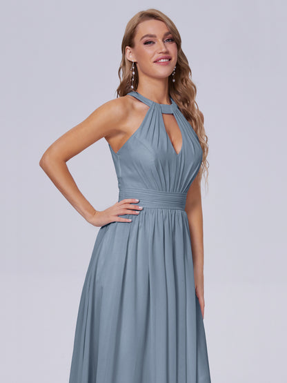 Nicole Vintage Halter Chiffon Long Bridesmaid Dresses