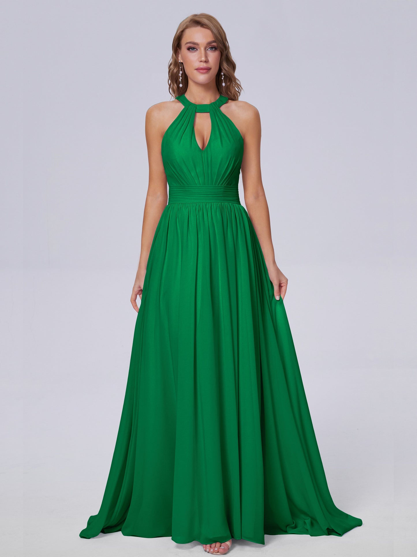 Nicole Vintage Halter Chiffon Long Bridesmaid Dresses