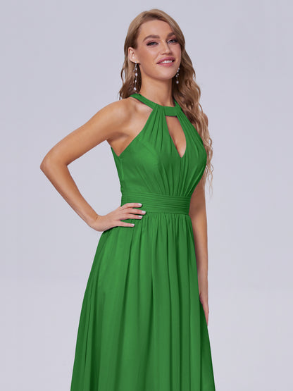 Nicole Vintage Halter Chiffon Long Bridesmaid Dresses