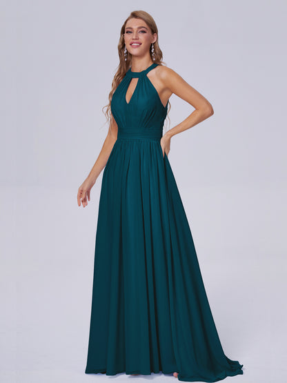 Nicole Vintage Halter Chiffon Long Bridesmaid Dresses