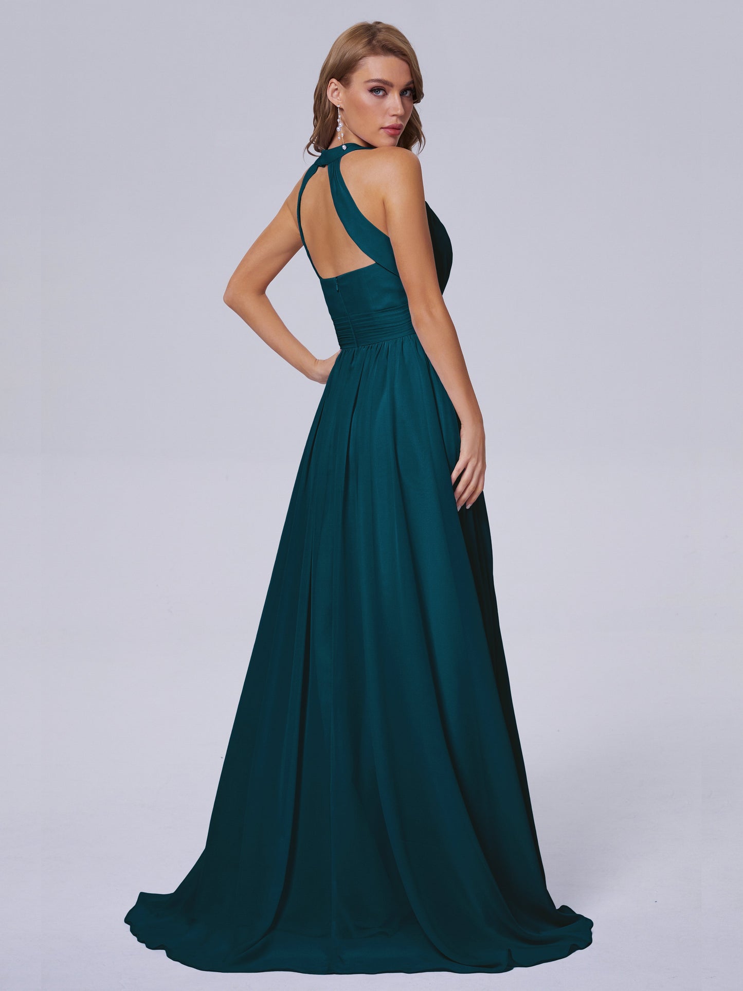 Nicole Vintage Halter Chiffon Long Bridesmaid Dresses