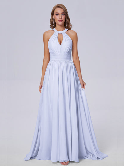 Nicole Vintage Halter Chiffon Long Bridesmaid Dresses