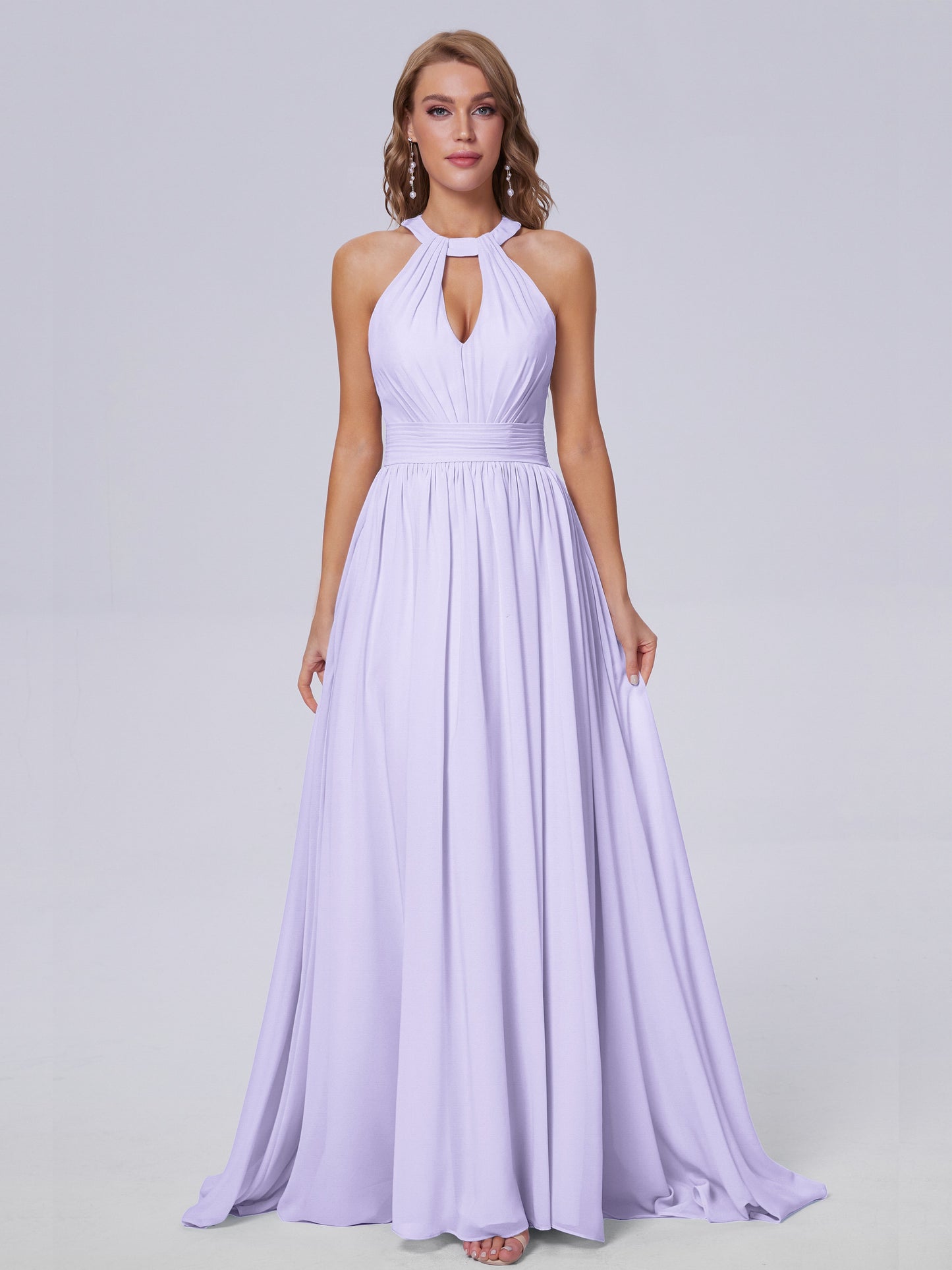Nicole Vintage Halter Chiffon Long Bridesmaid Dresses