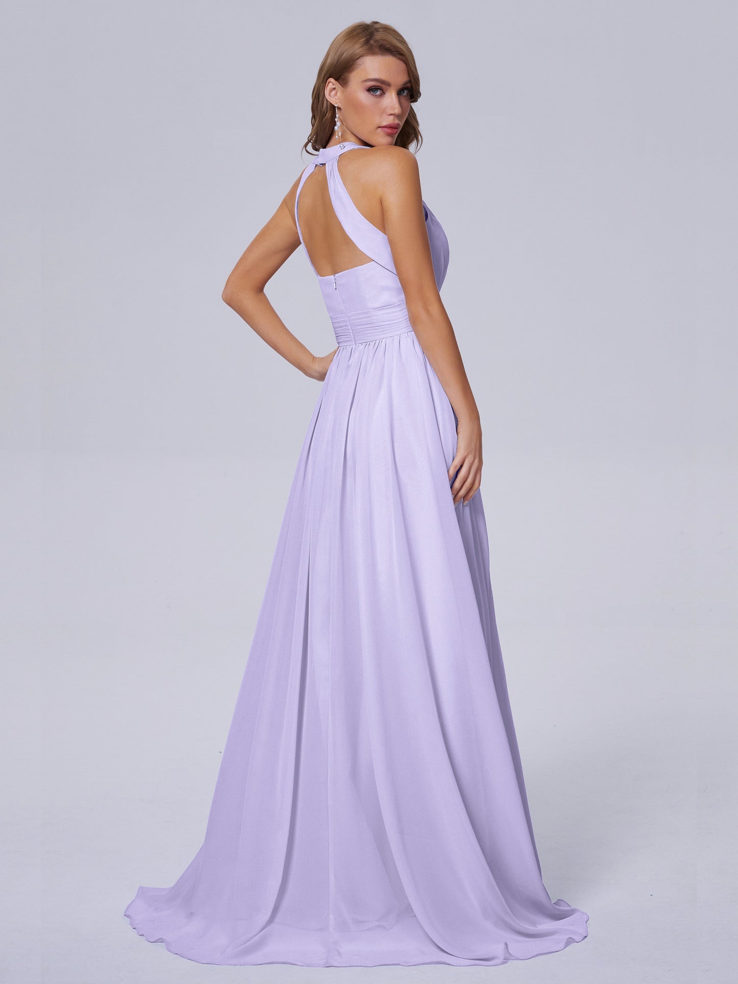 Nicole Vintage Halter Chiffon Long Bridesmaid Dresses