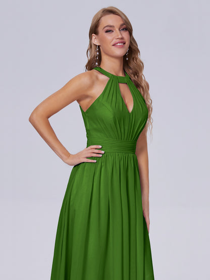 Nicole Vintage Halter Chiffon Long Bridesmaid Dresses