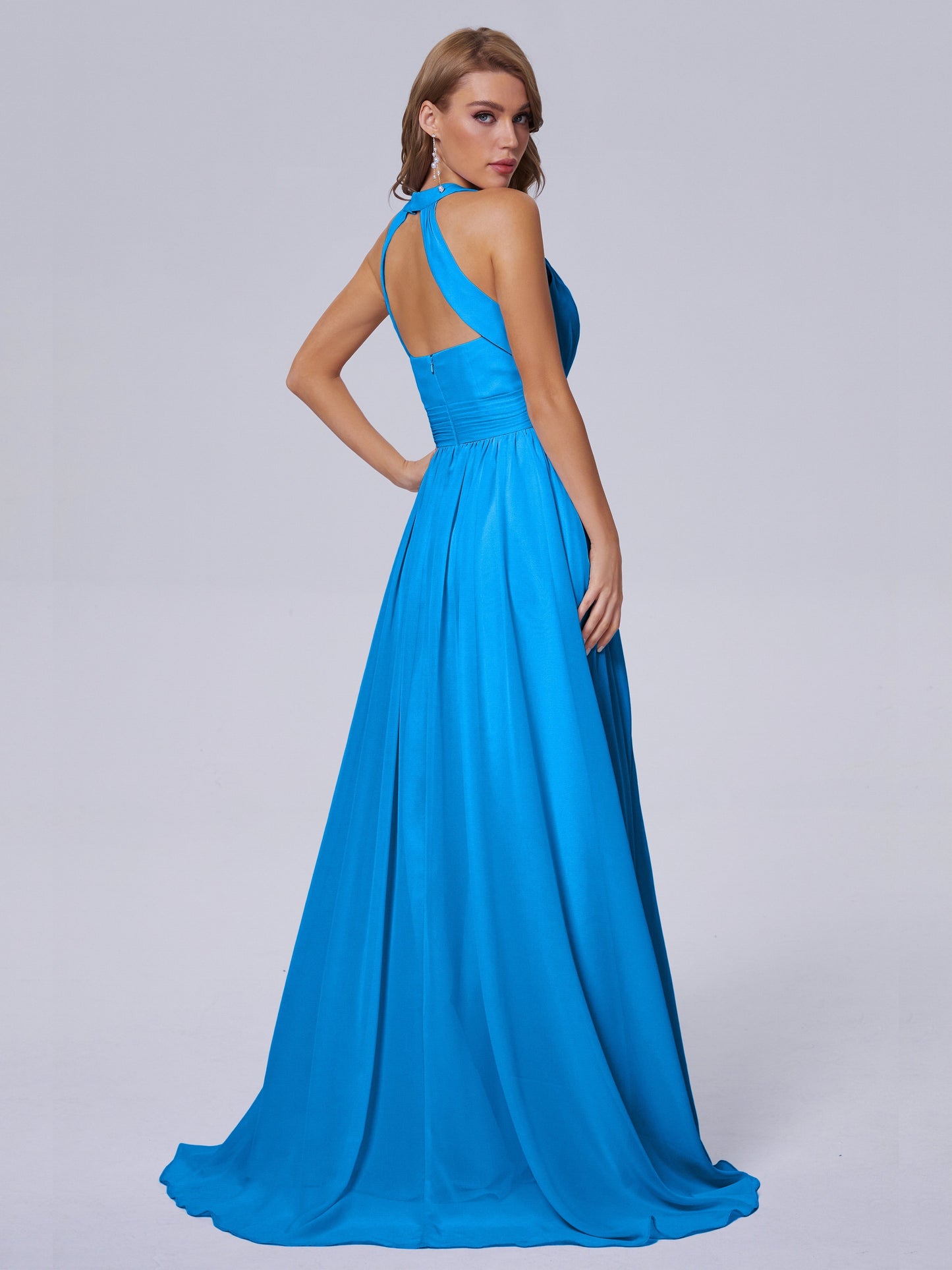 Nicole Vintage Halter Chiffon Long Bridesmaid Dresses