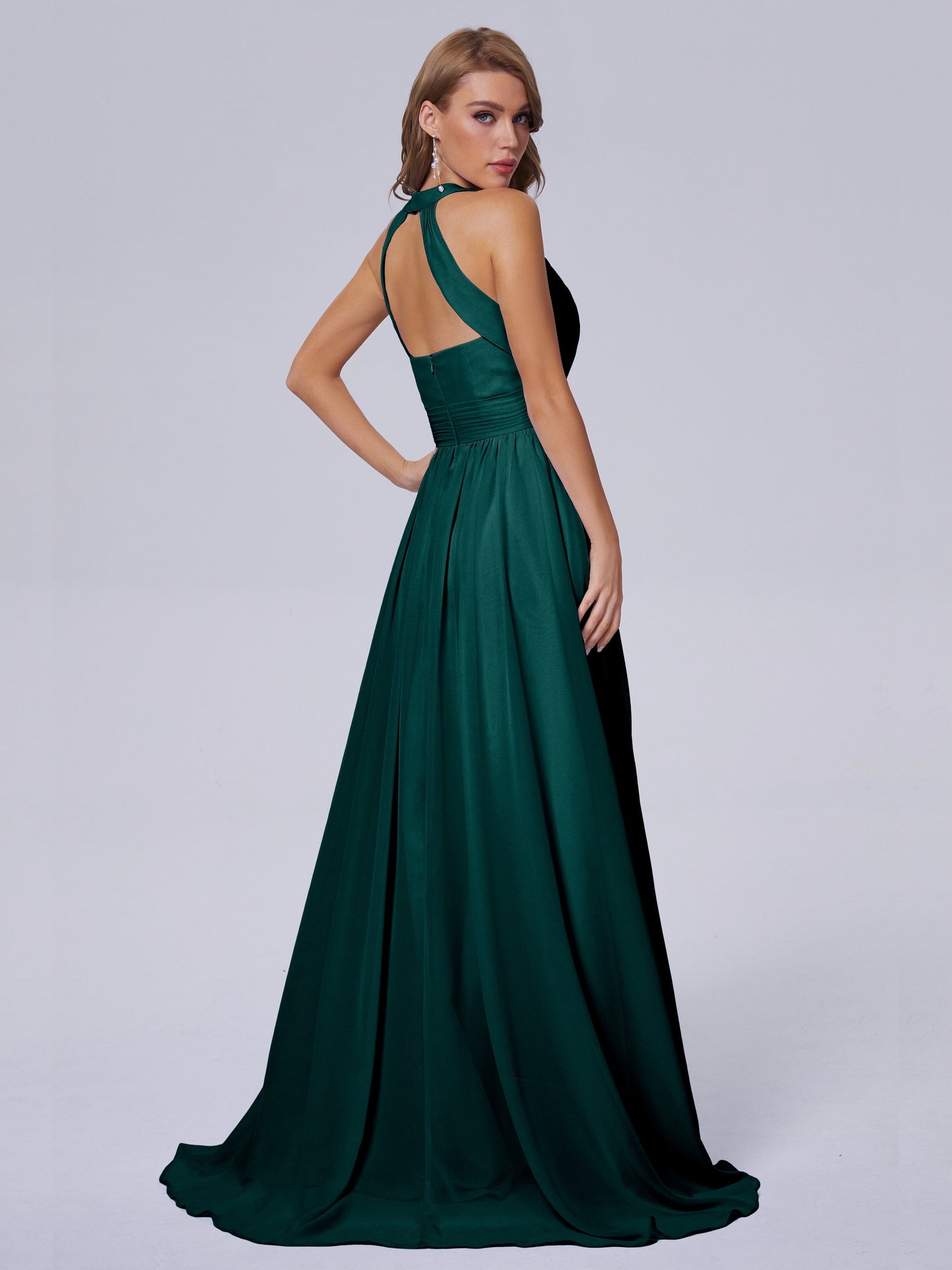 Nicole Vintage Halter Chiffon Long Bridesmaid Dresses
