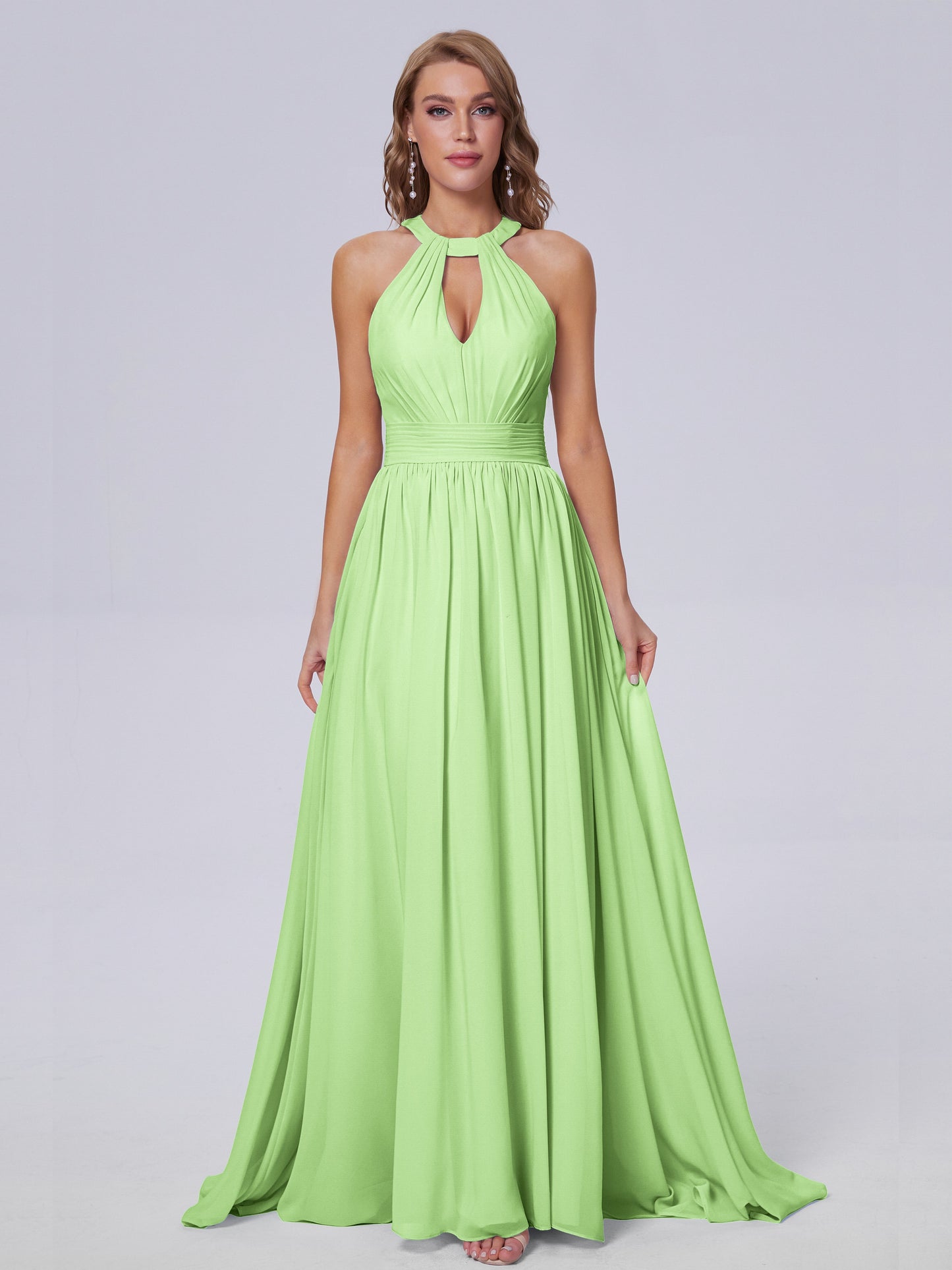 Nicole Vintage Halter Chiffon Long Bridesmaid Dresses