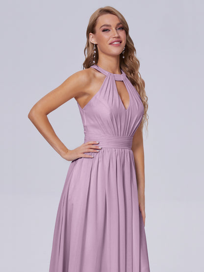 Nicole Vintage Halter Chiffon Long Bridesmaid Dresses