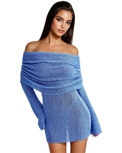 Off-Shoulder Knit Mini Dress – Holiday Chic