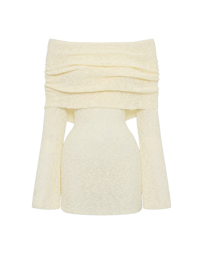 Off-Shoulder Knit Mini Dress – Holiday Chic