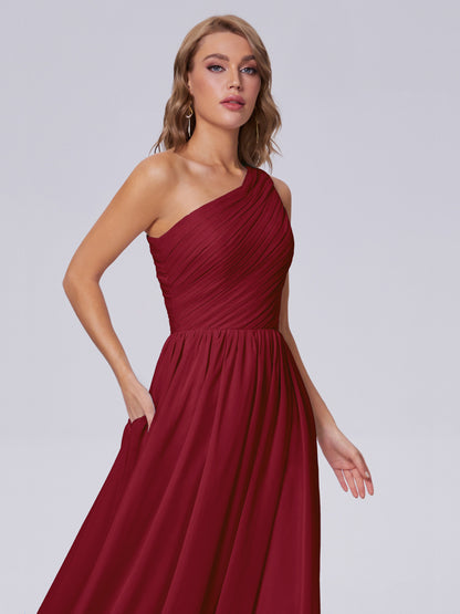 Paige Inexpensive One Shoulder Chiffon Bridesmaid Dresses