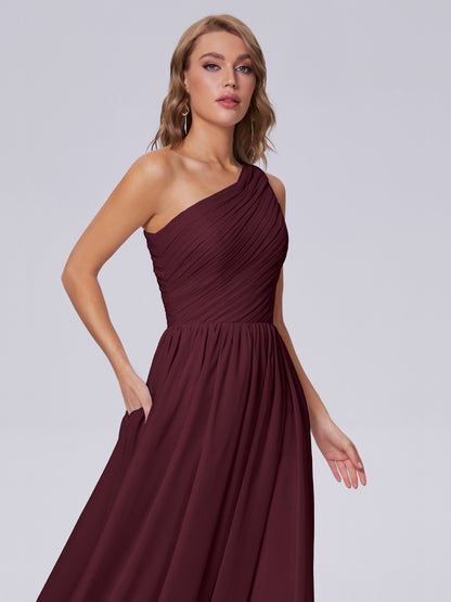 Paige Inexpensive One Shoulder Chiffon Bridesmaid Dresses