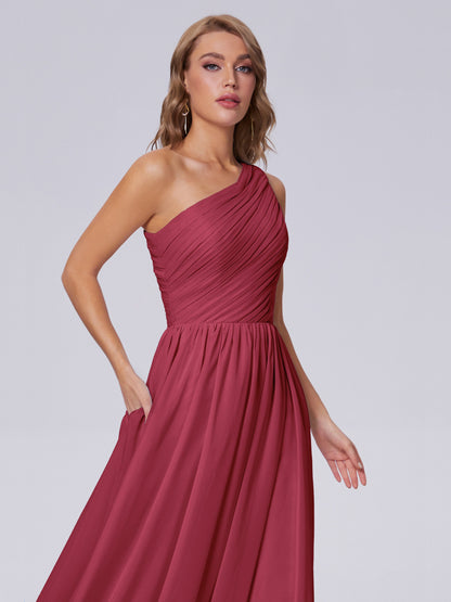Paige Inexpensive One Shoulder Chiffon Bridesmaid Dresses