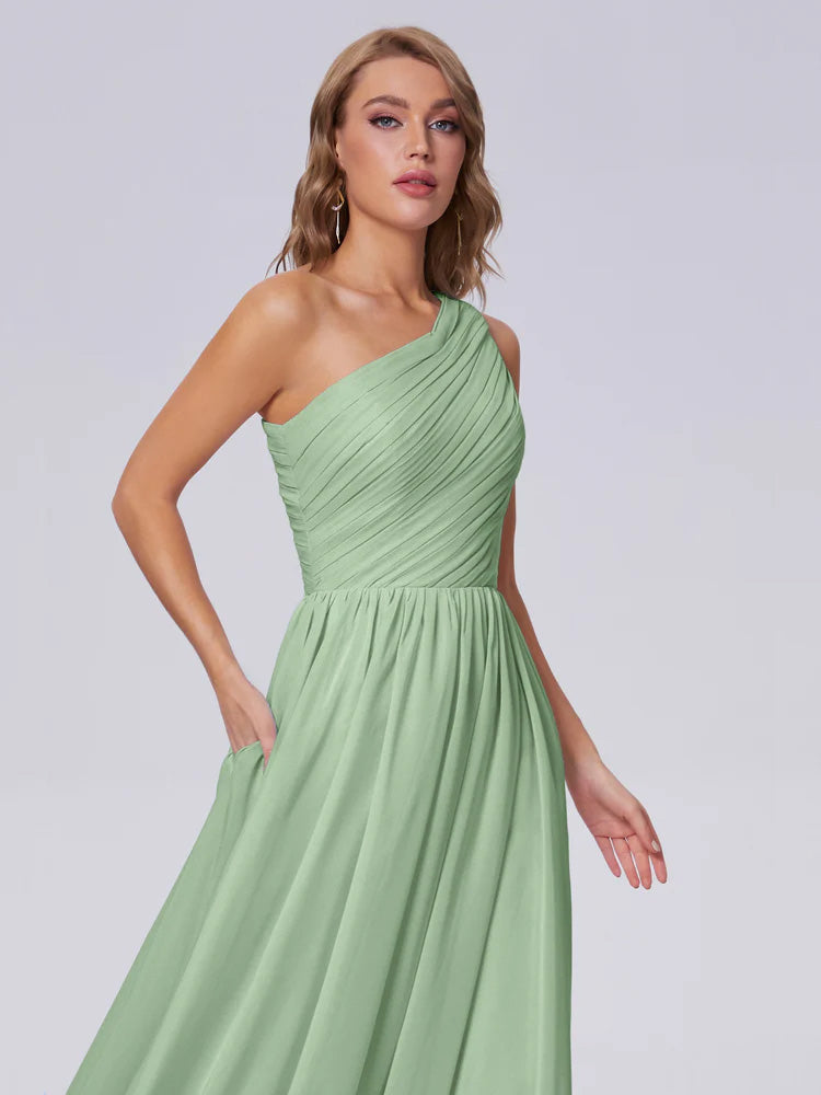 Paige Inexpensive One Shoulder Chiffon Bridesmaid Dresses