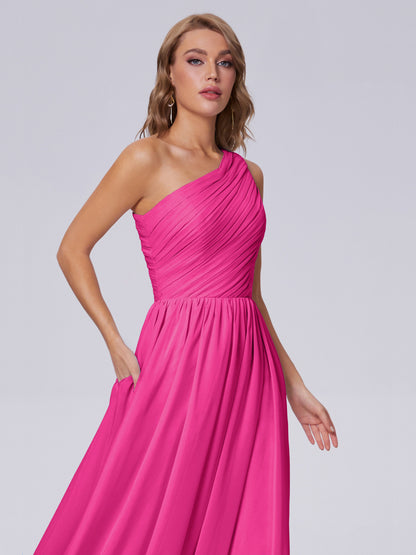Paige Inexpensive One Shoulder Chiffon Bridesmaid Dresses