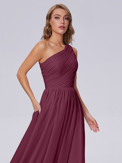 Paige Inexpensive One Shoulder Chiffon Bridesmaid Dresses