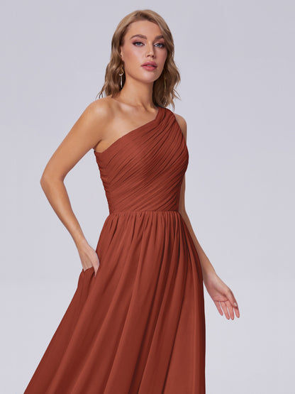 Paige Inexpensive One Shoulder Chiffon Bridesmaid Dresses