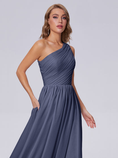 Paige Inexpensive One Shoulder Chiffon Bridesmaid Dresses