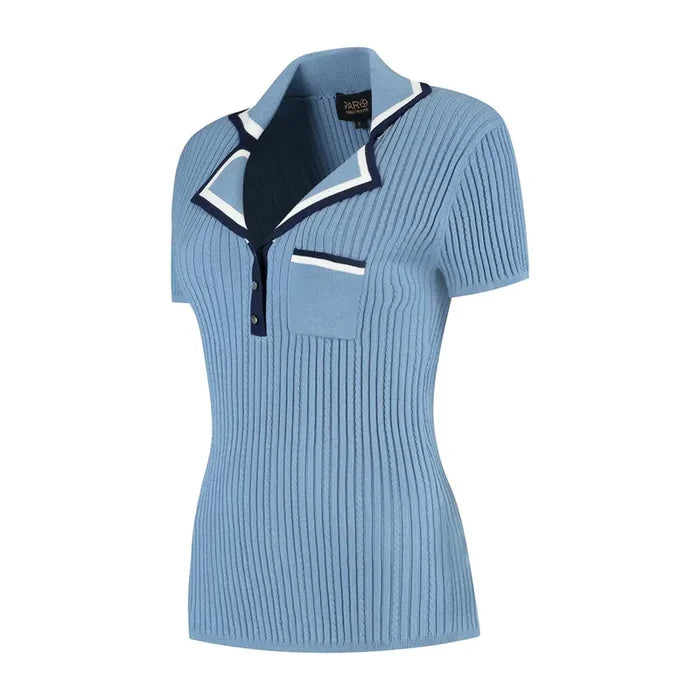 PAR69 Barbara Knit Polo - Denim Blue