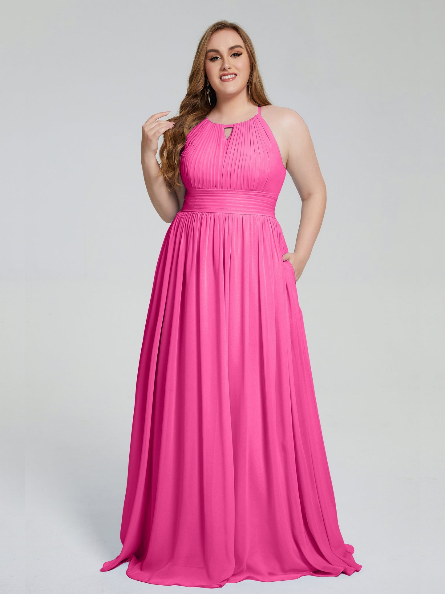 Payton Gorgeous Halter Plus Size Long Bridesmaid Dresses