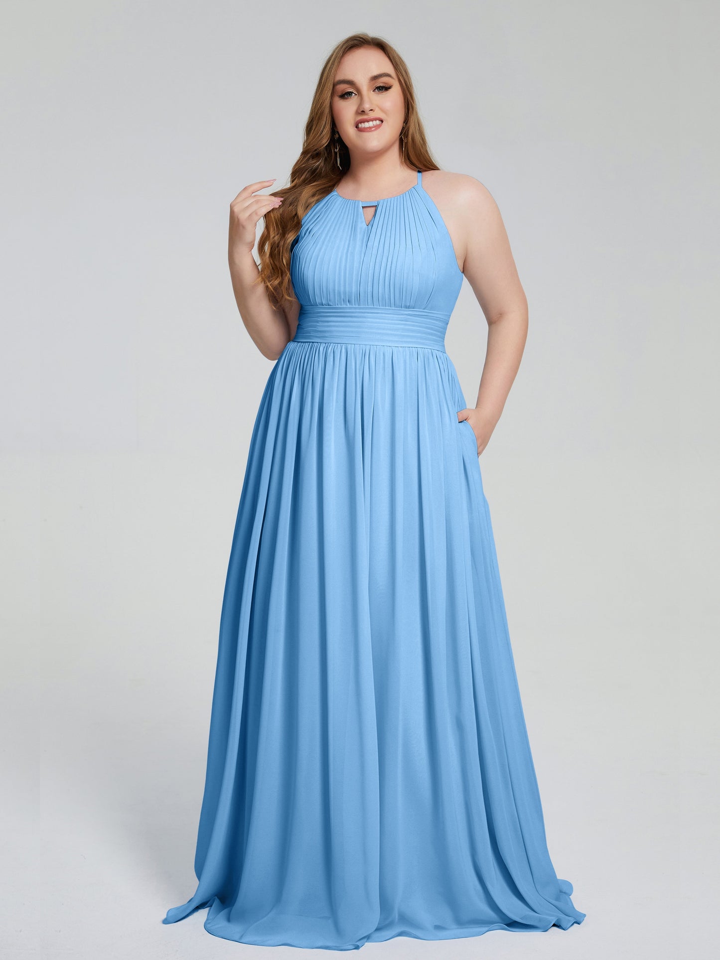Payton Gorgeous Halter Plus Size Long Bridesmaid Dresses