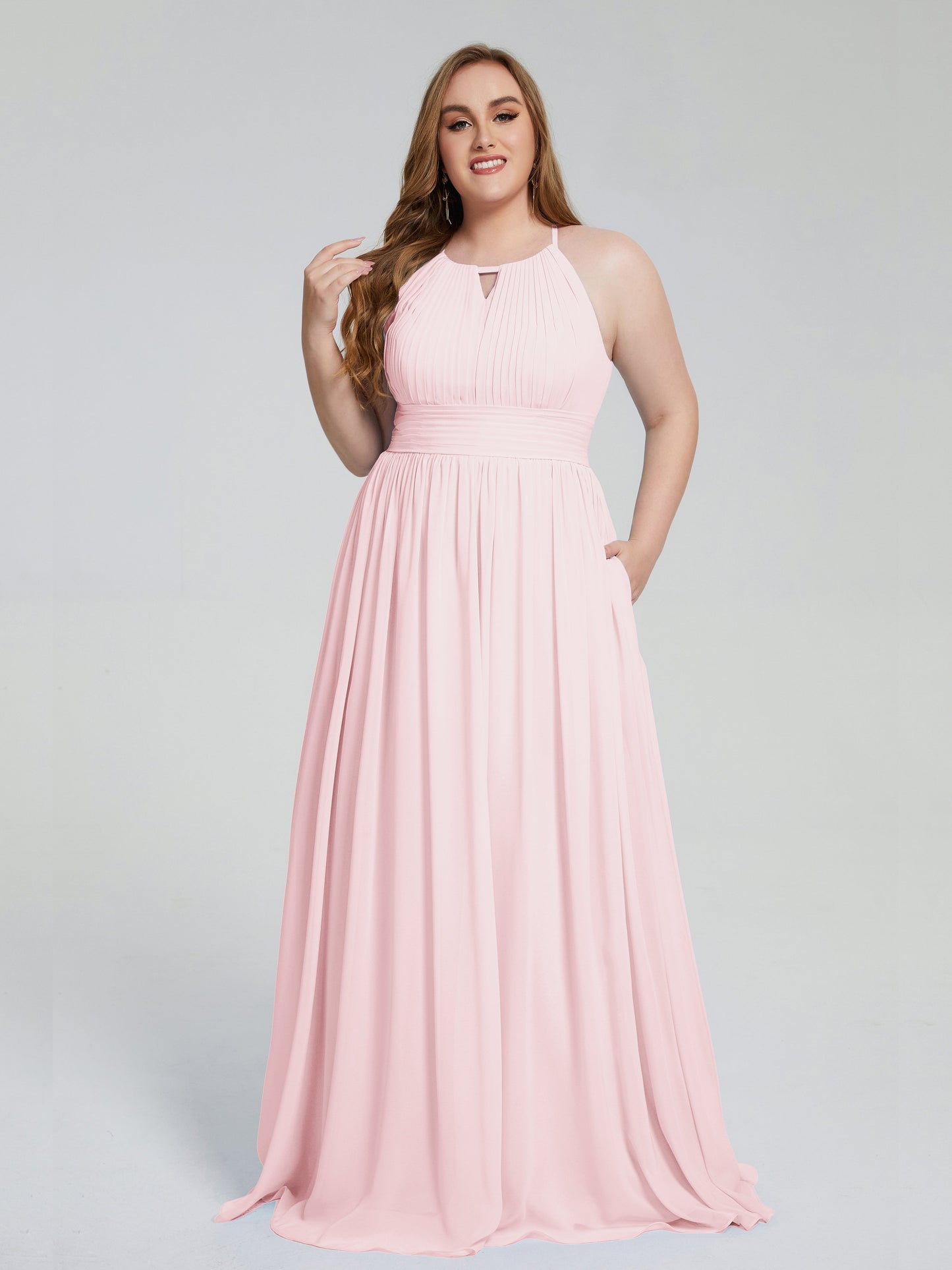 Payton Gorgeous Halter Plus Size Long Bridesmaid Dresses