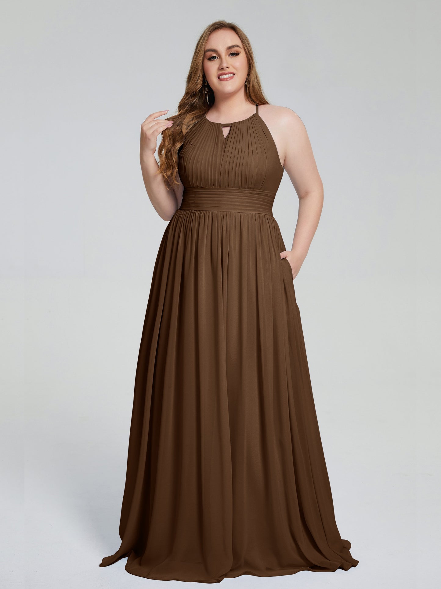 Payton Gorgeous Halter Plus Size Long Bridesmaid Dresses
