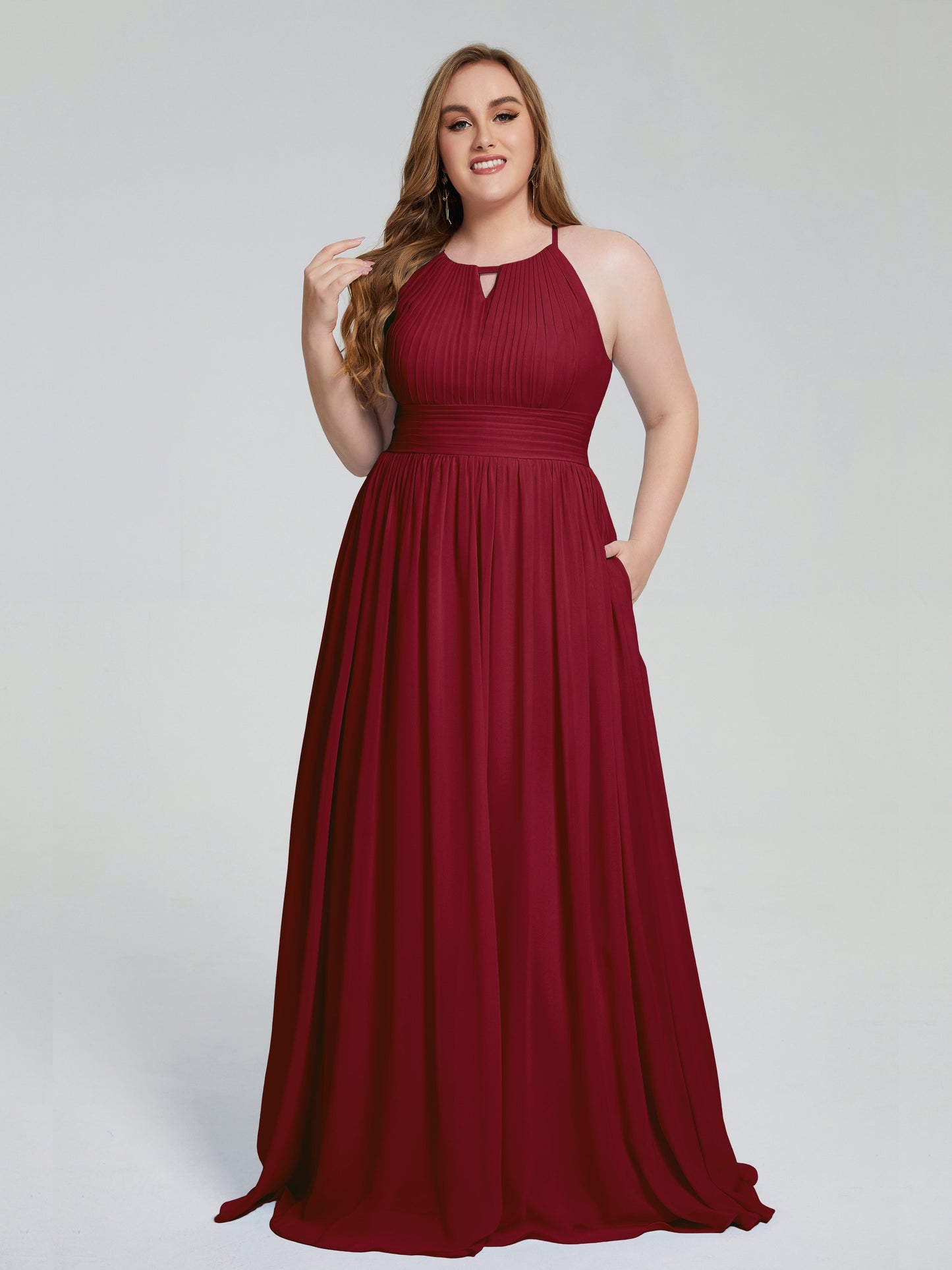 Payton Gorgeous Halter Plus Size Long Bridesmaid Dresses