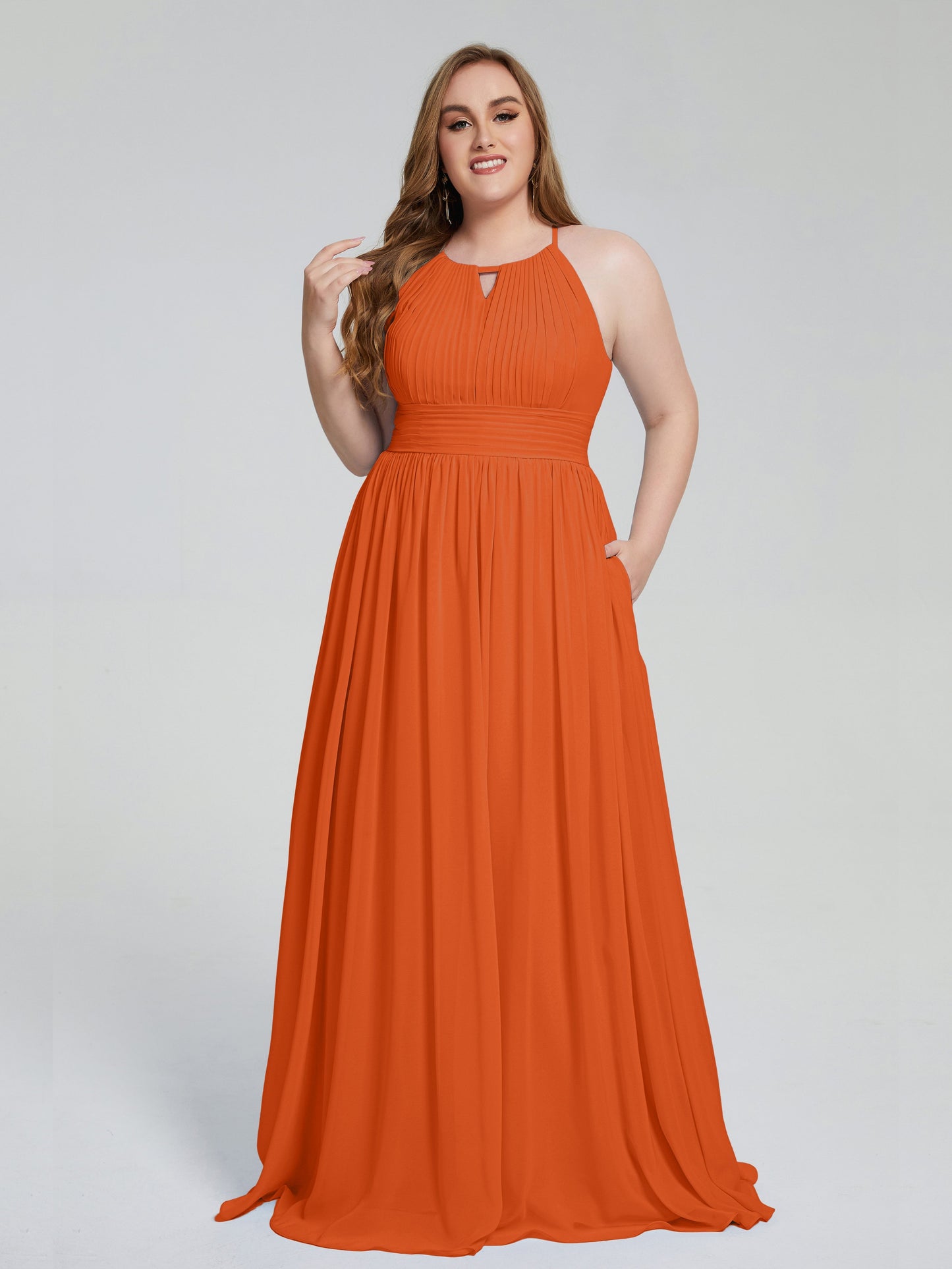 Payton Gorgeous Halter Plus Size Long Bridesmaid Dresses