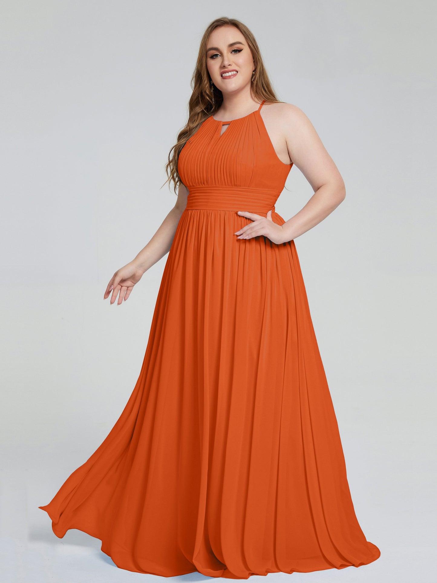 Payton Gorgeous Halter Plus Size Long Bridesmaid Dresses