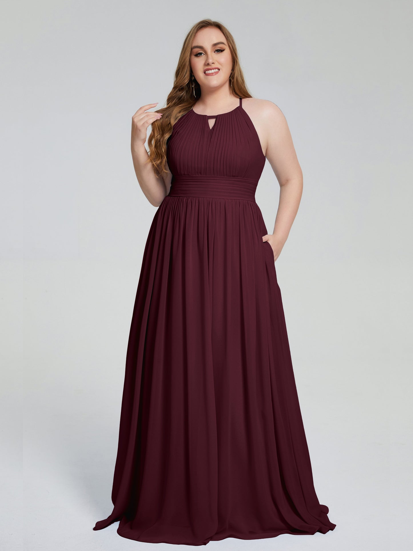 Payton Gorgeous Halter Plus Size Long Bridesmaid Dresses
