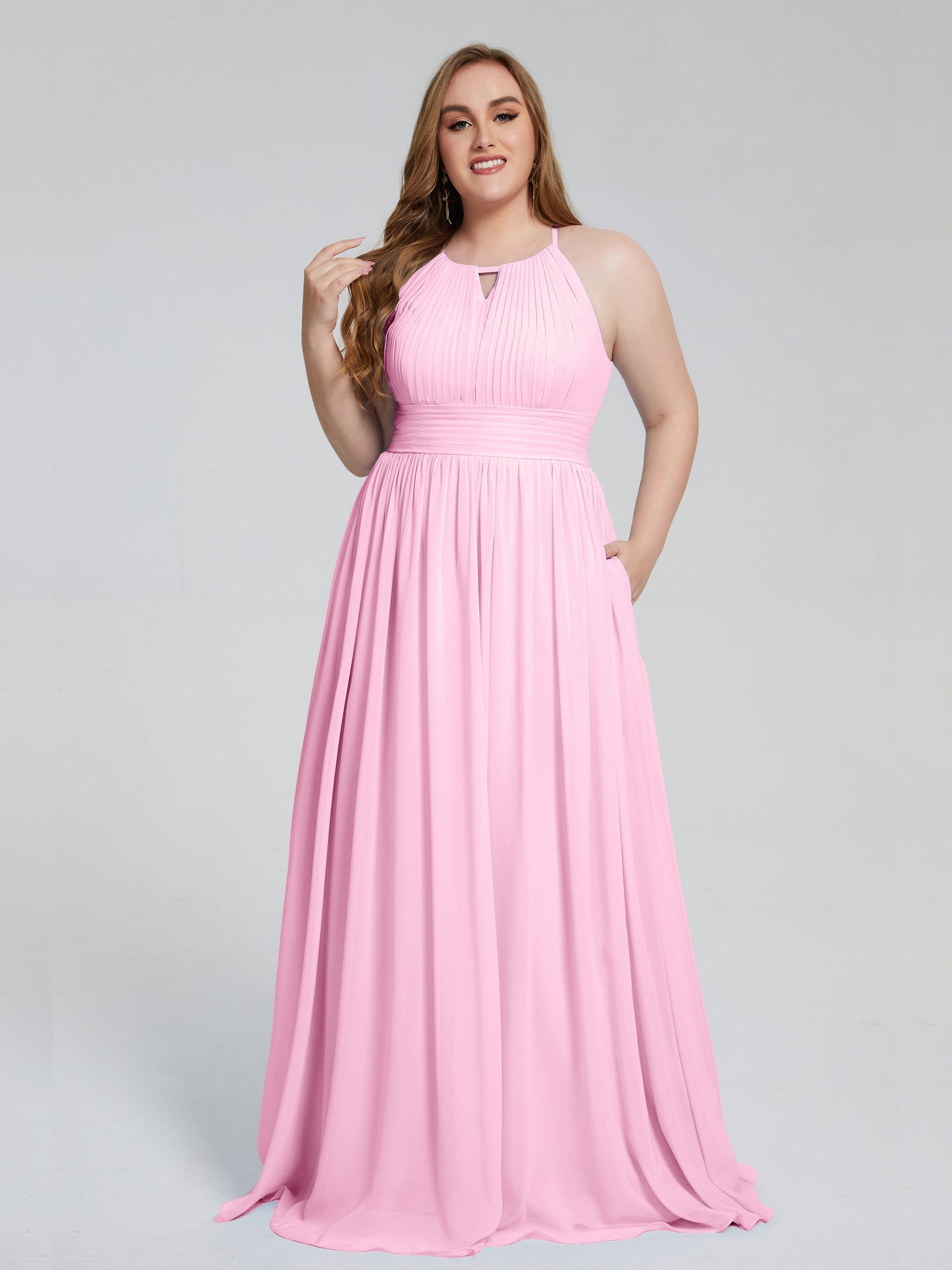 Payton Gorgeous Halter Plus Size Long Bridesmaid Dresses