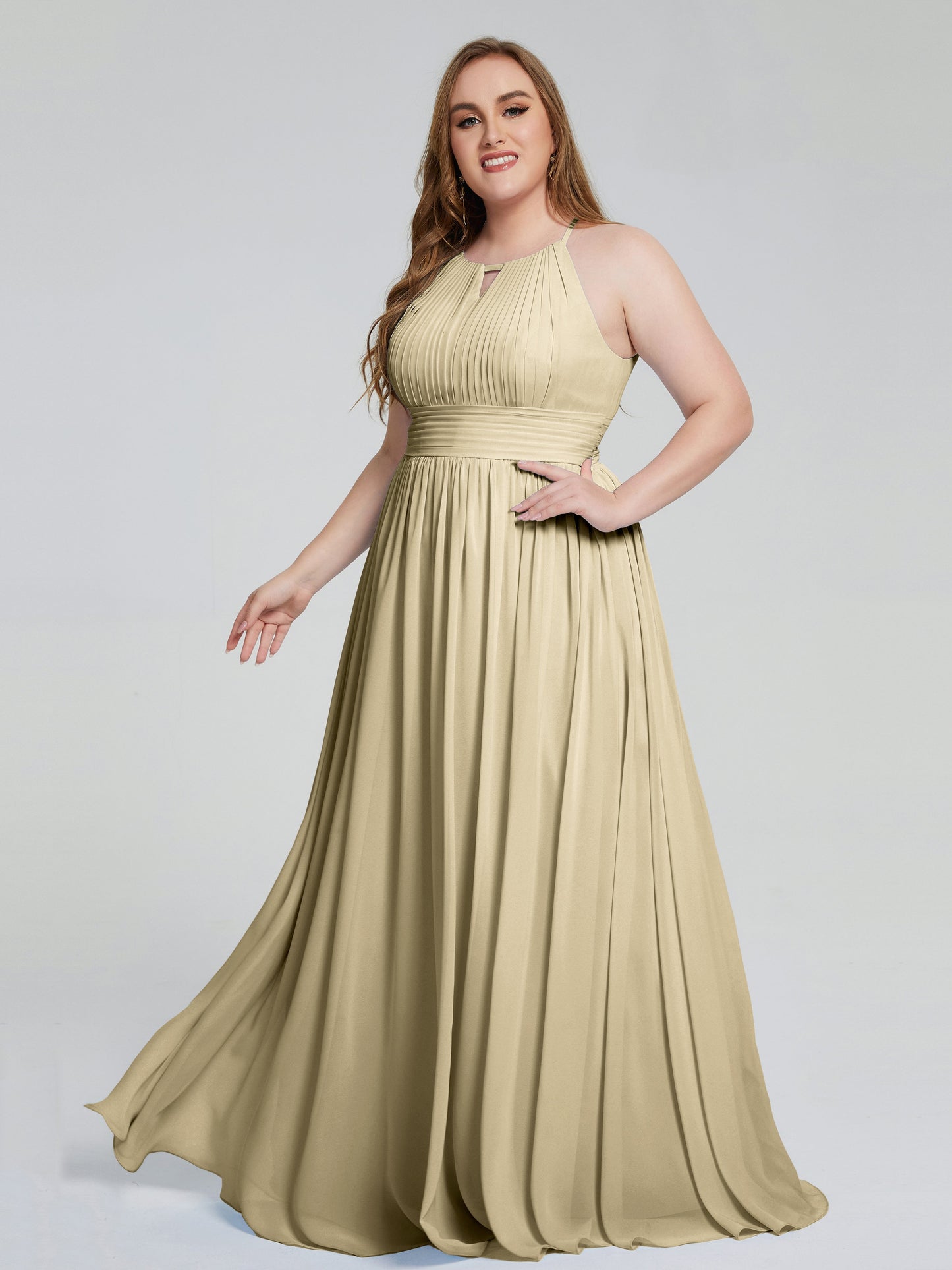 Payton Gorgeous Halter Plus Size Long Bridesmaid Dresses
