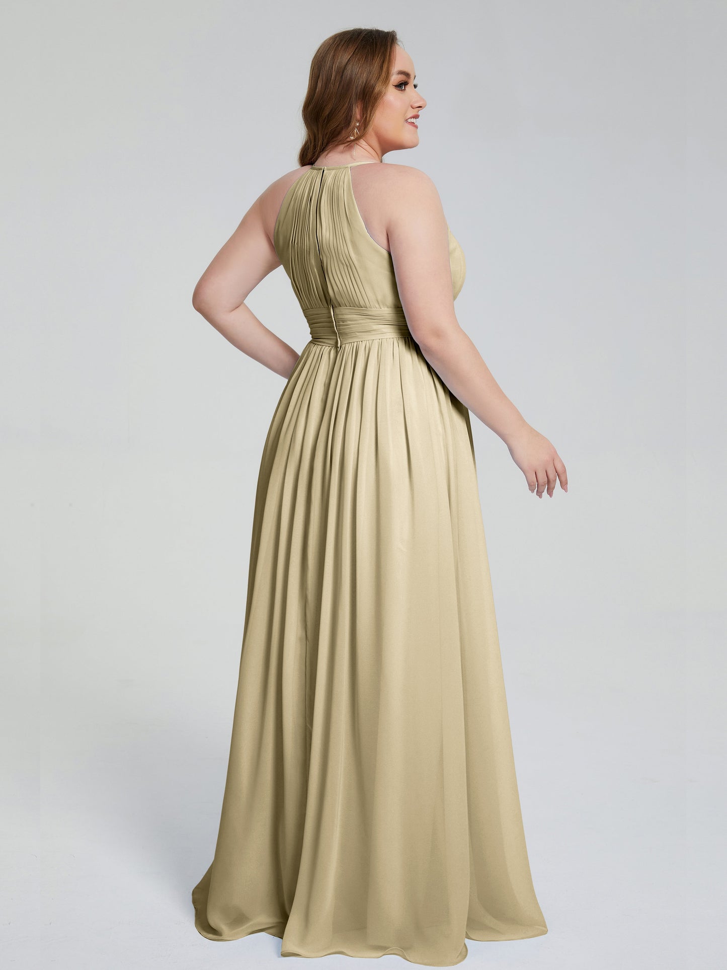 Payton Gorgeous Halter Plus Size Long Bridesmaid Dresses