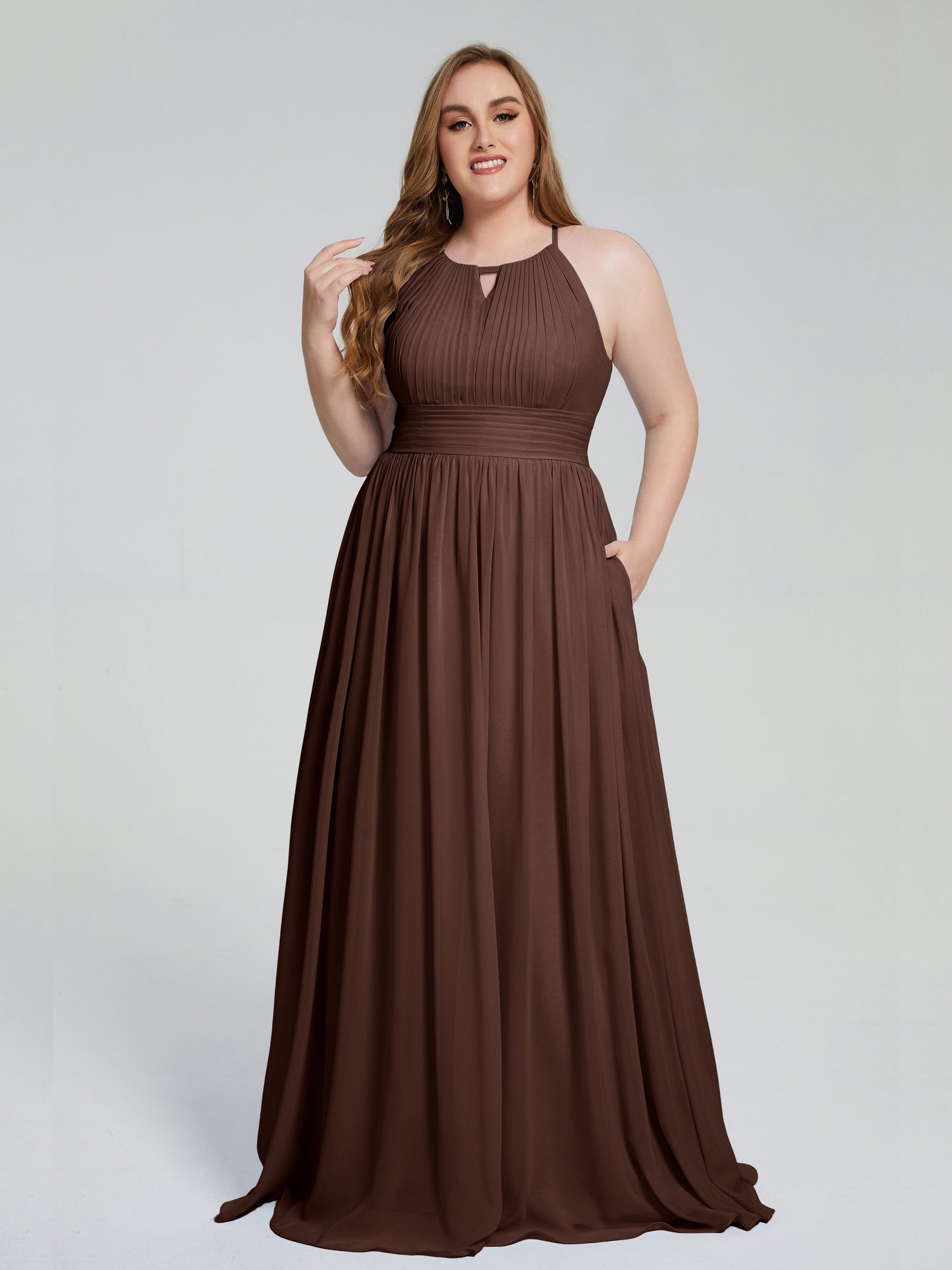 Payton Gorgeous Halter Plus Size Long Bridesmaid Dresses