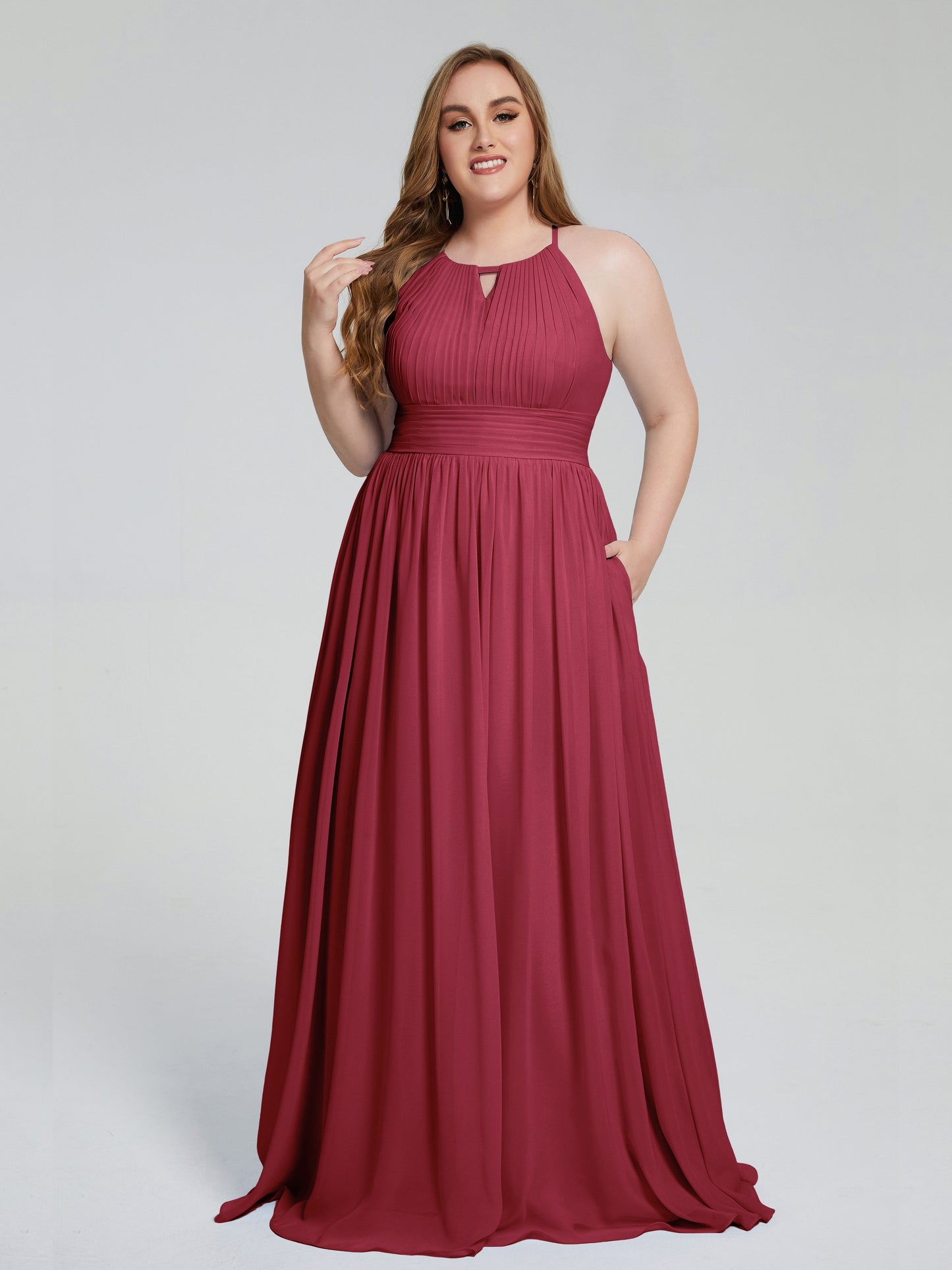 Payton Gorgeous Halter Plus Size Long Bridesmaid Dresses