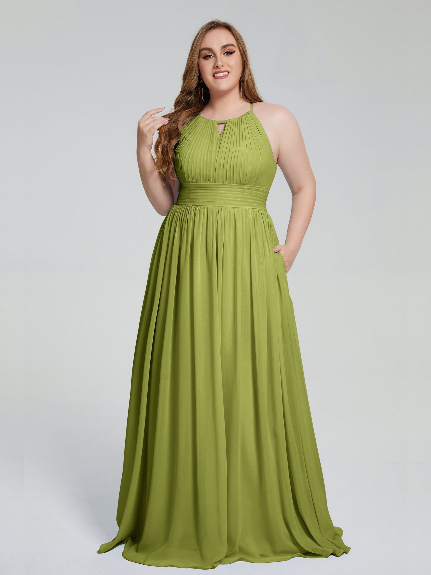 Payton Gorgeous Halter Plus Size Long Bridesmaid Dresses