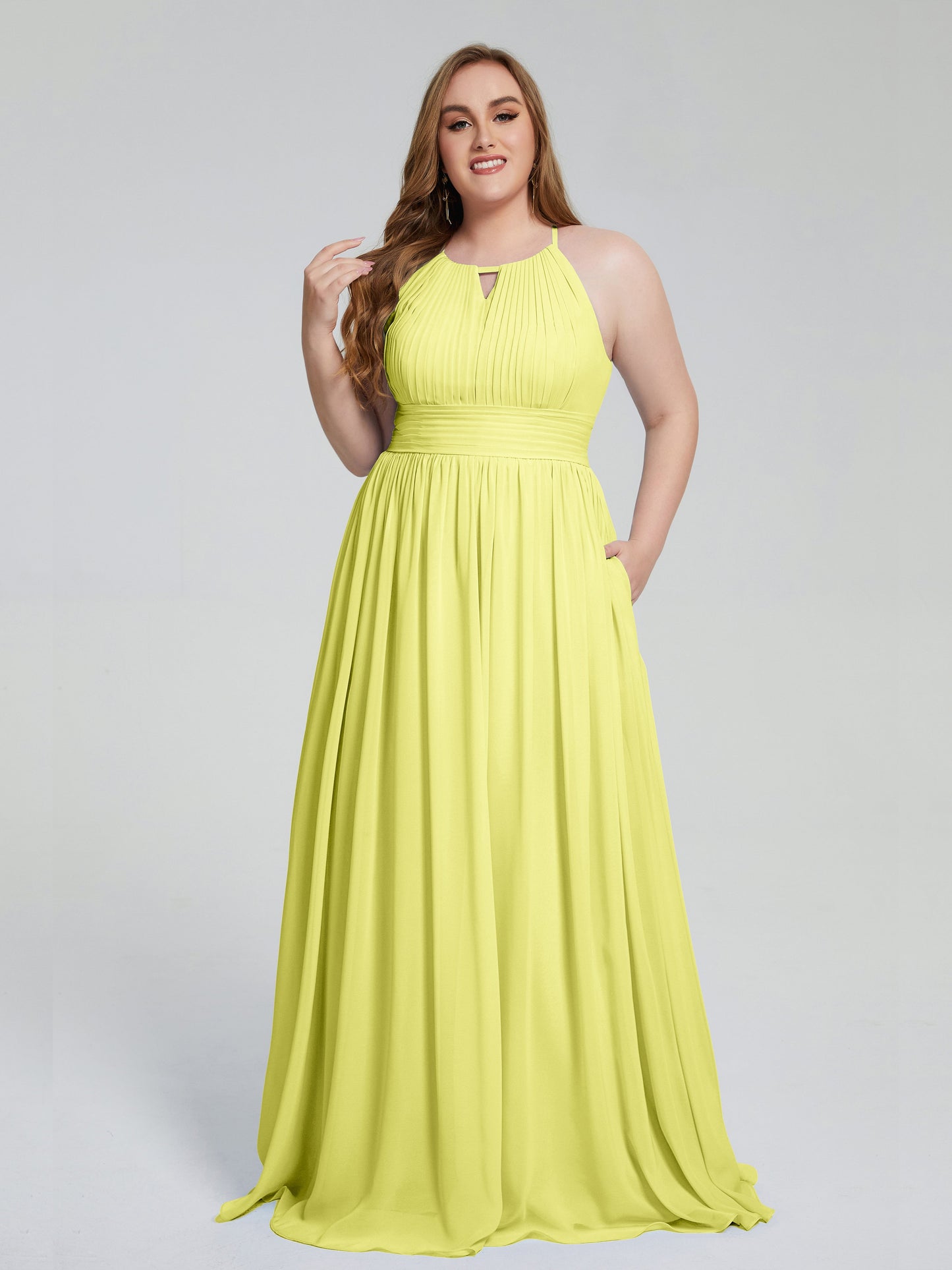 Payton Gorgeous Halter Plus Size Long Bridesmaid Dresses