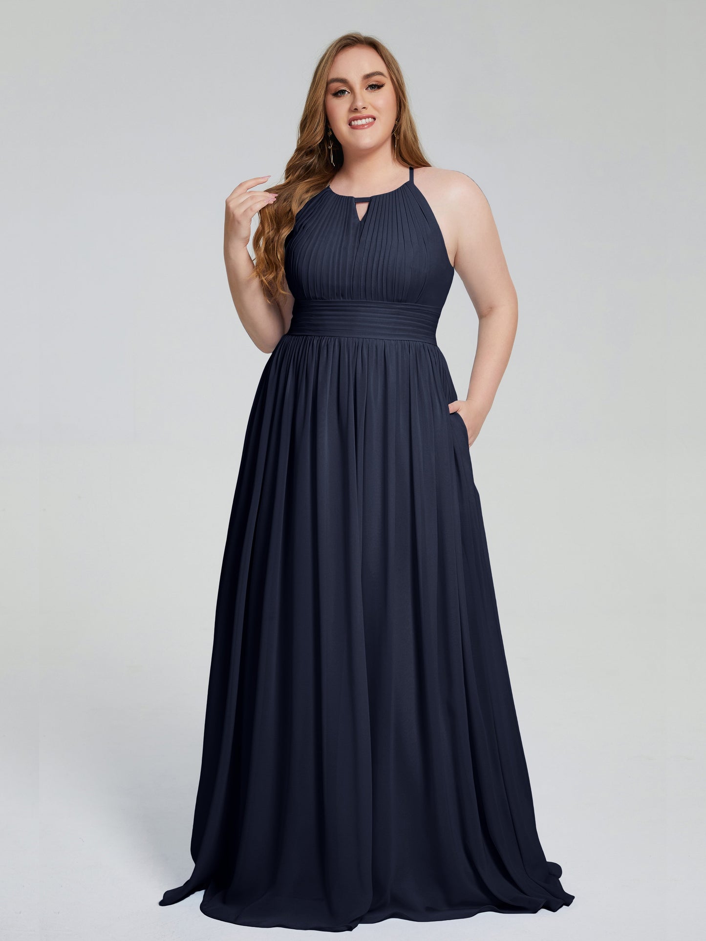 Payton Gorgeous Halter Plus Size Long Bridesmaid Dresses