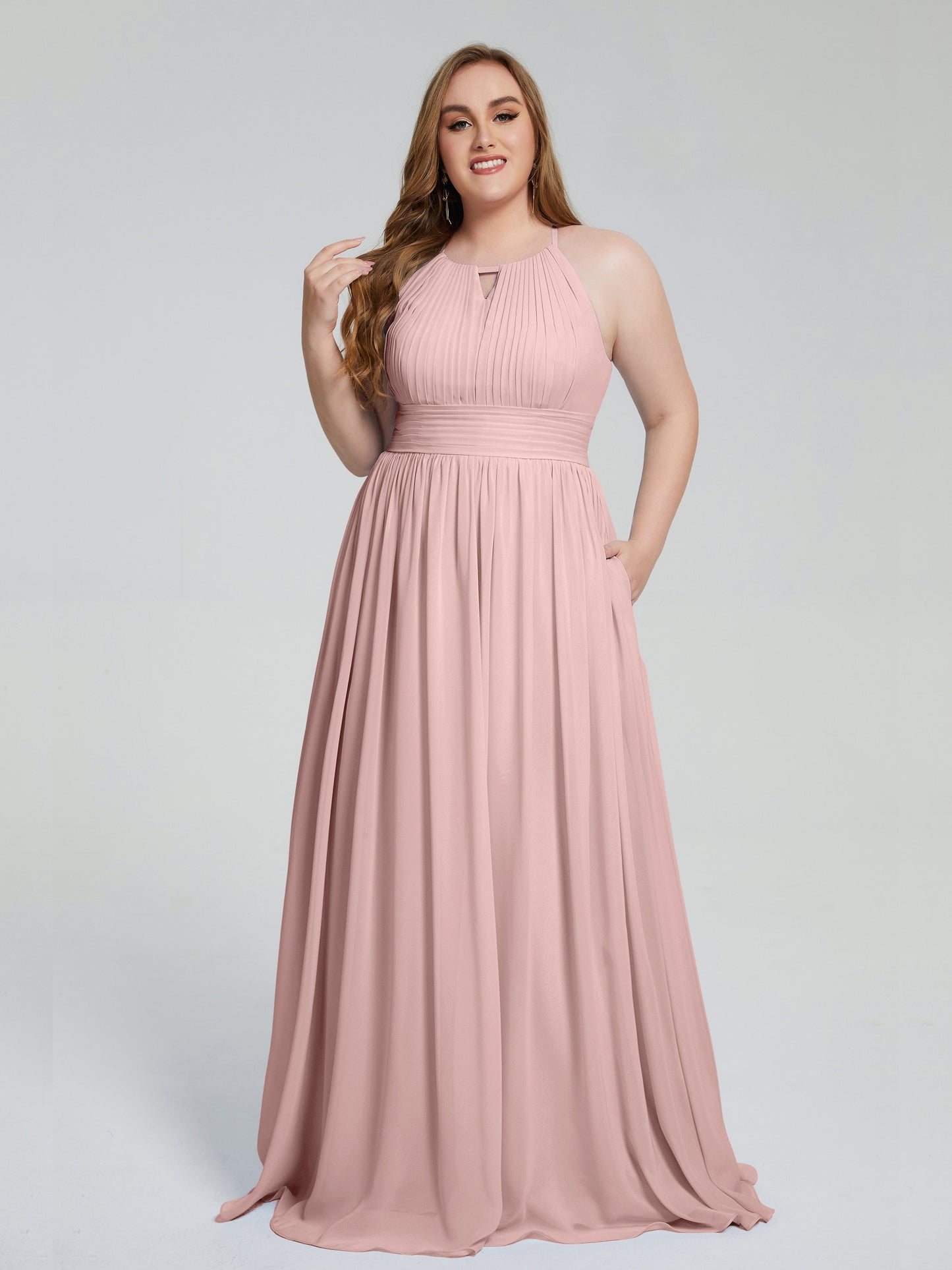 Payton Gorgeous Halter Plus Size Long Bridesmaid Dresses