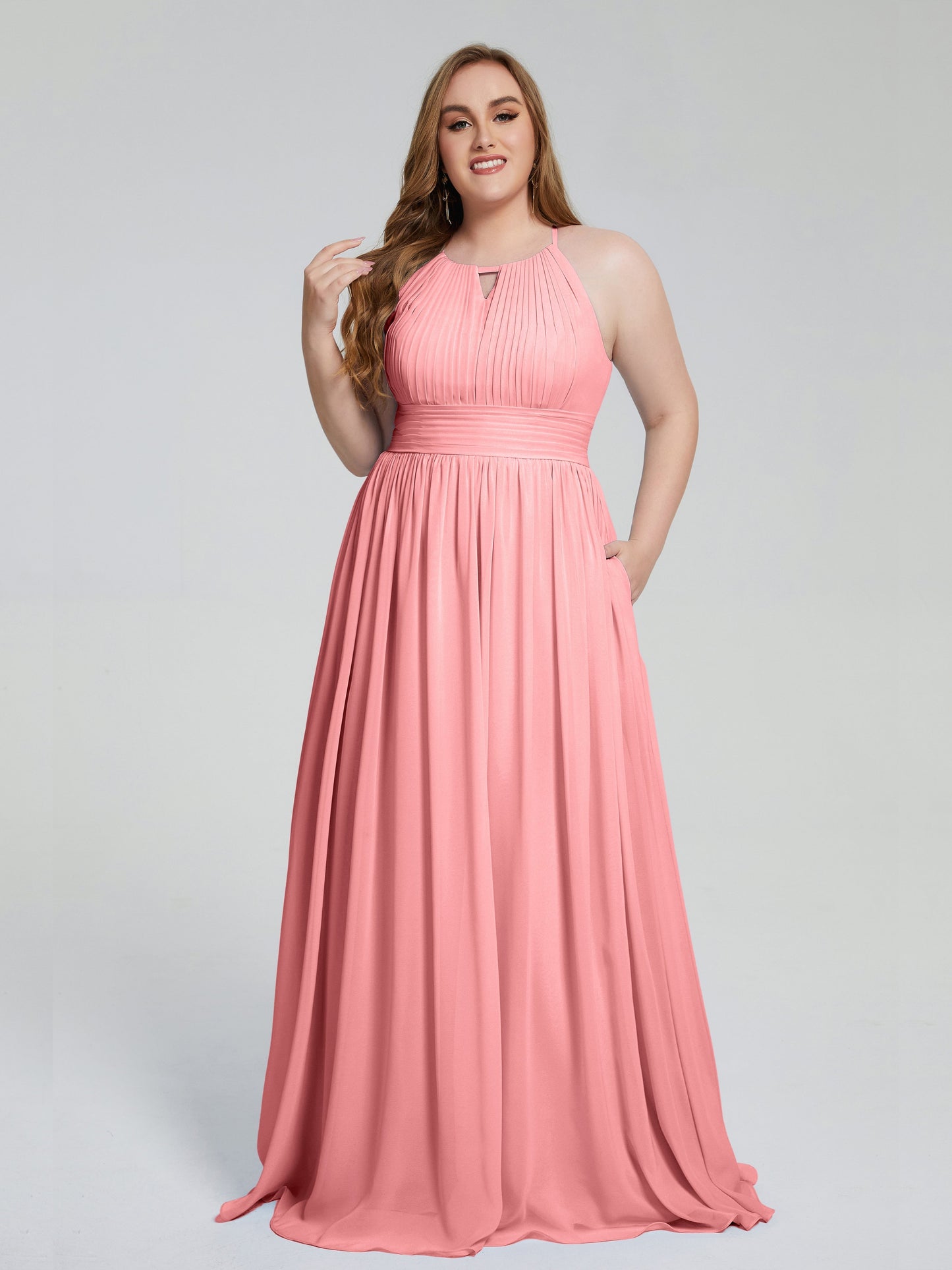 Payton Gorgeous Halter Plus Size Long Bridesmaid Dresses