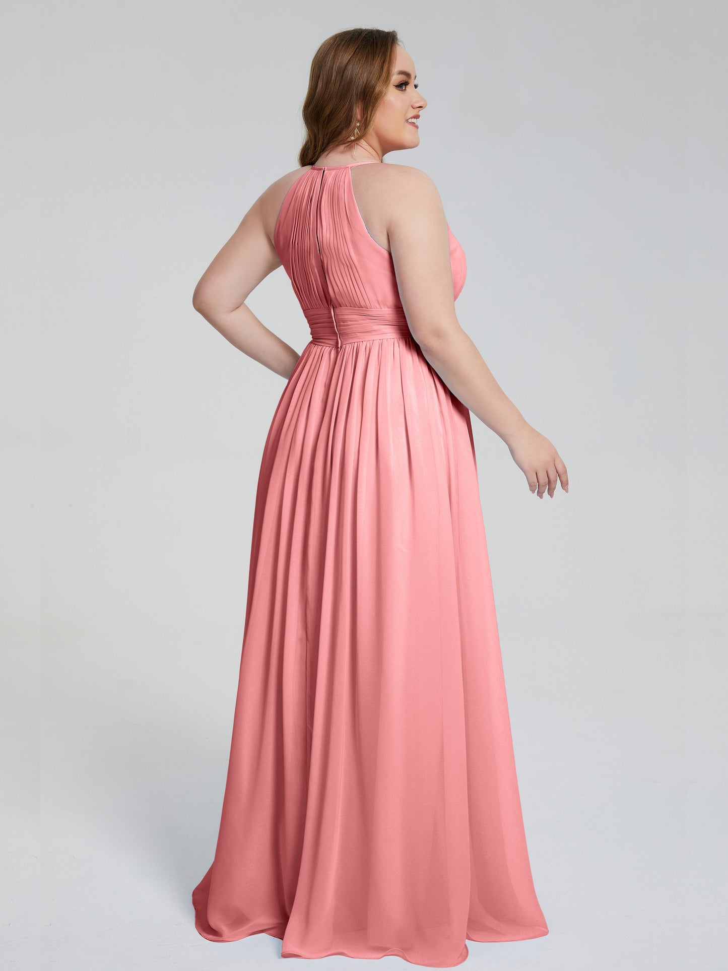 Payton Gorgeous Halter Plus Size Long Bridesmaid Dresses