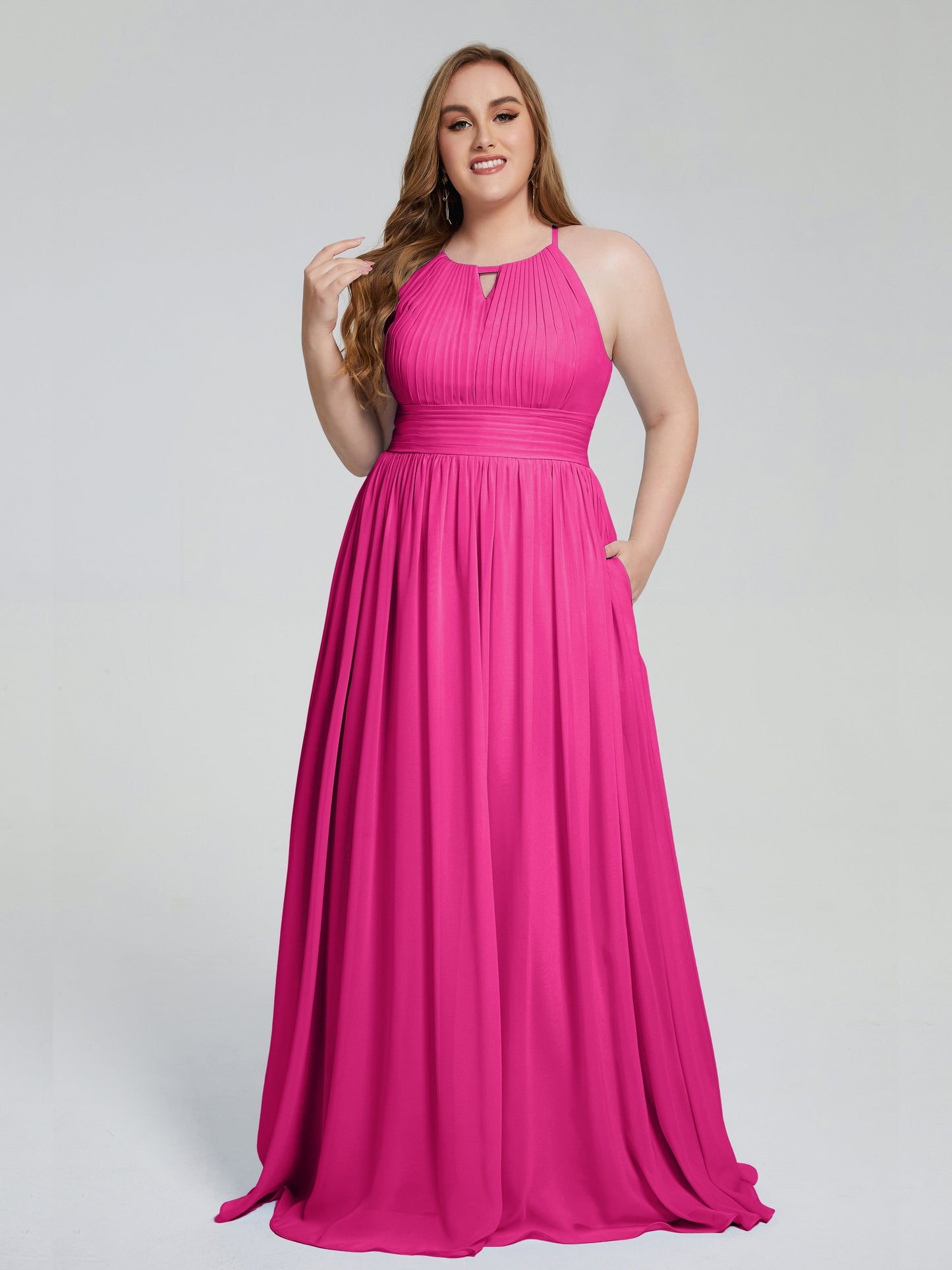 Payton Gorgeous Halter Plus Size Long Bridesmaid Dresses
