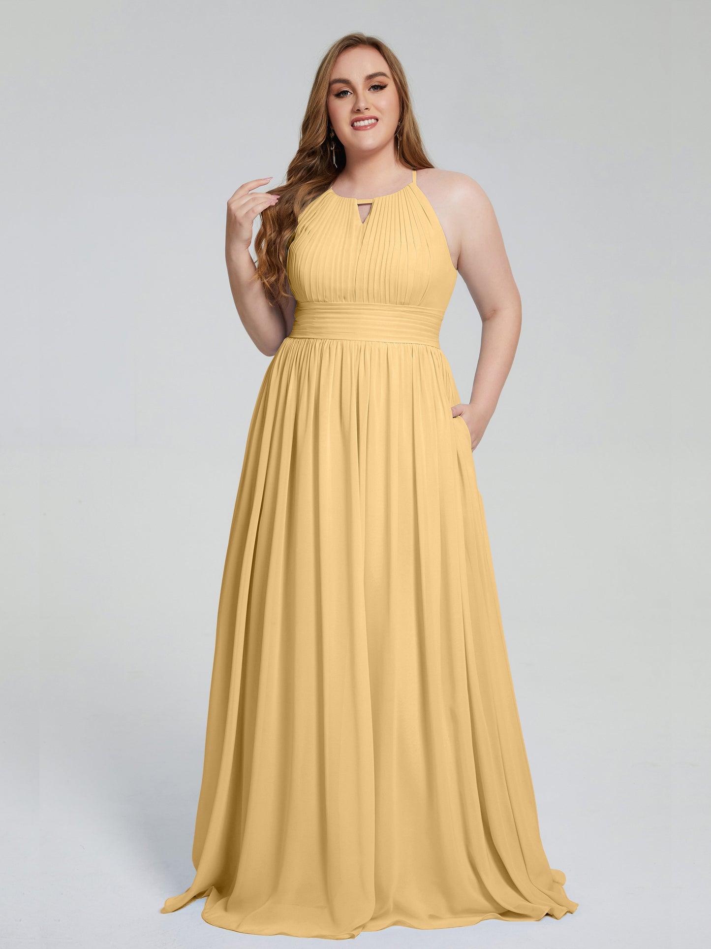 Payton Gorgeous Halter Plus Size Long Bridesmaid Dresses