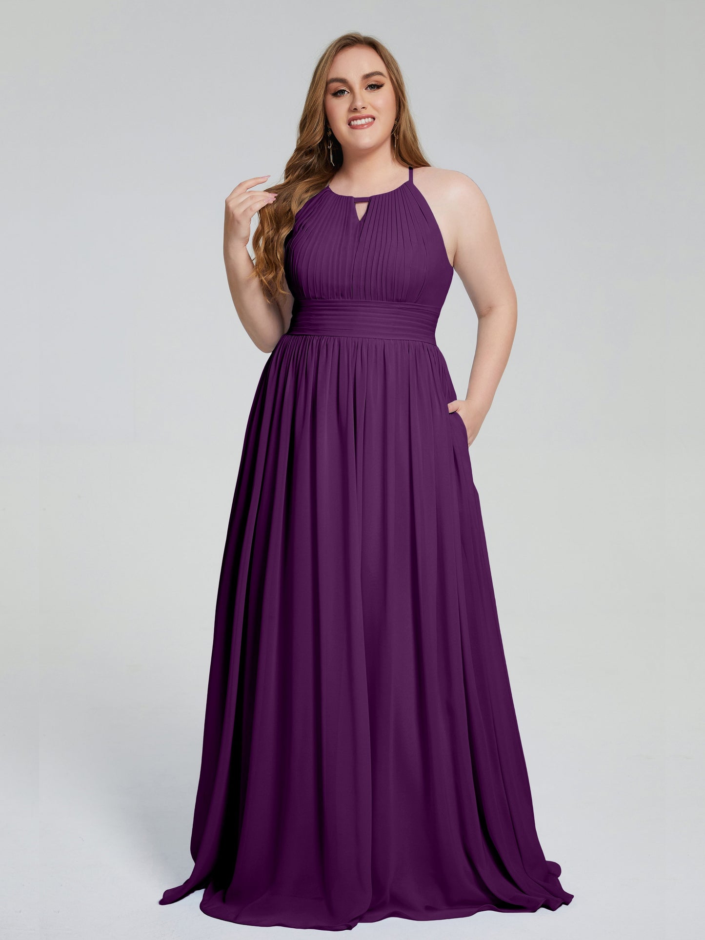 Payton Gorgeous Halter Plus Size Long Bridesmaid Dresses