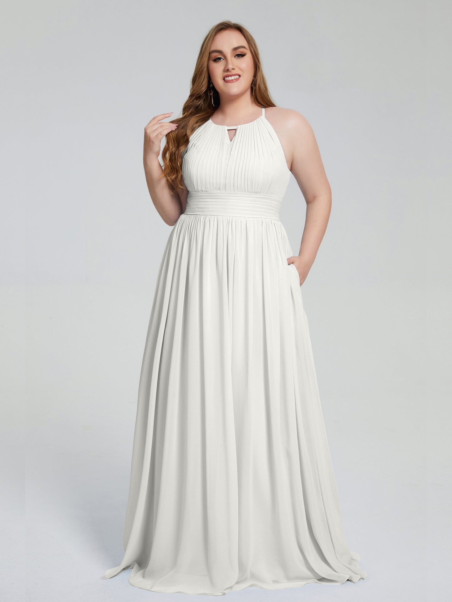 Payton Gorgeous Halter Plus Size Long Bridesmaid Dresses