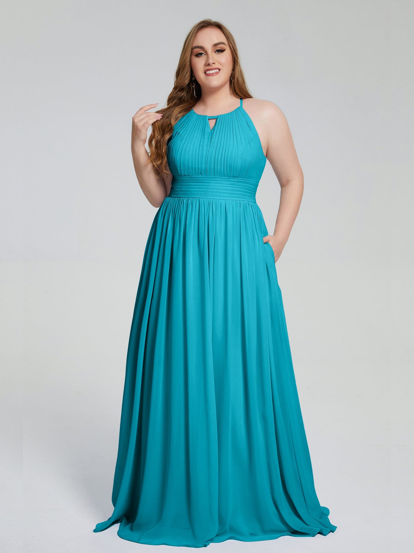 Payton Gorgeous Halter Plus Size Long Bridesmaid Dresses