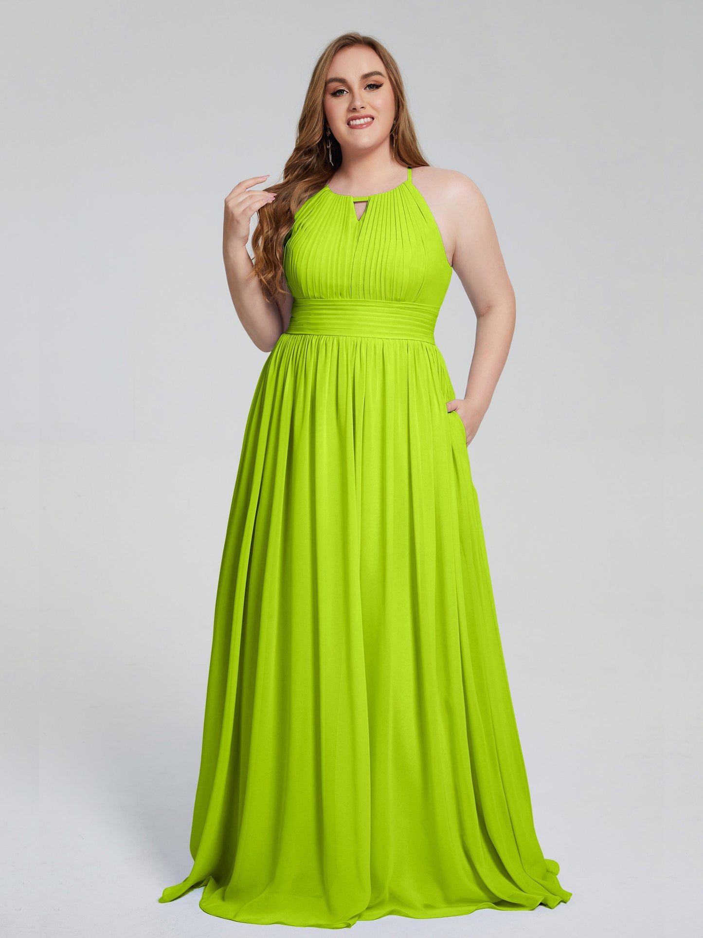 Payton Gorgeous Halter Plus Size Long Bridesmaid Dresses